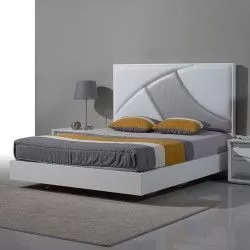 Cama Wave Cinza - Camas Estofadas