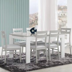 Mesa Sala Extensivel Viena Cinza Branco - Mesas de Sala