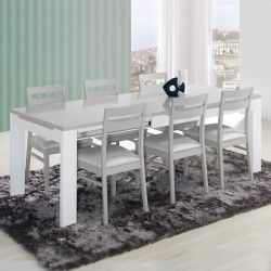 Mesa Sala Extensivel Viena Cinza Branco - Mesas de Sala