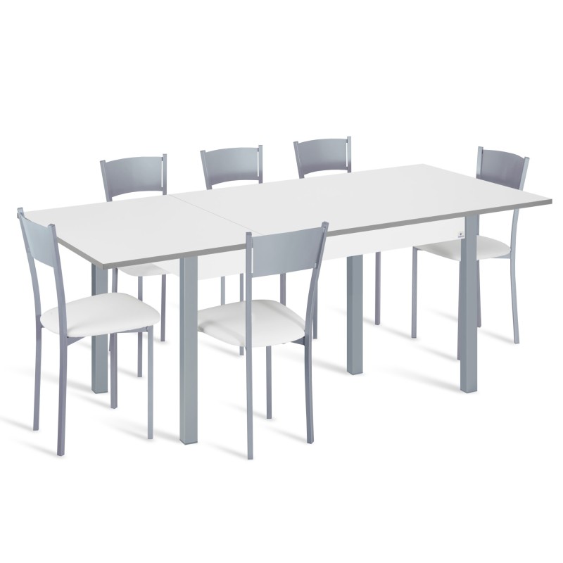 copy of PACK Phyna 110 Extendable Rectangular Kitchen Table + 4 Chairs Baunilha - Mesas de Cozinha