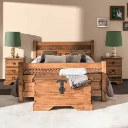 Cama de Casal 150 Rústico Acabamento Cera - Camas