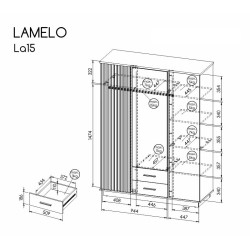 Wardrobe 3P+2G LA15 Lamelo - Roupeiros de Bater