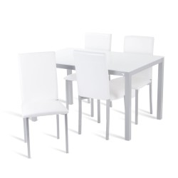 PACK Mesa de Cozinha Tampo Preto ou Branco + 4 Cadeiras TOP