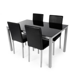 PACK Mesa de Cozinha Tampo Preto ou Branco + 4 Cadeiras TOP - Mesas de Cozinha