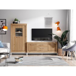 Gnesis 120B TV stand white+natural+rayado - TV Base