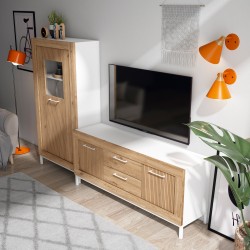 Gnesis 120B TV stand white+natural+rayado - TV Base