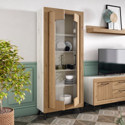 Vitrine Gnesis 560A albo+naturale+rayado - Estantes