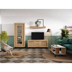 Vitrine Gnesis 560A albo+naturale+rayado - Estantes