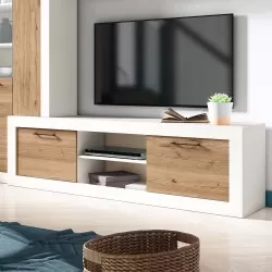 Base TV Gnesis 140A branco mate + naturale - Bases TV