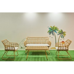 Conjunto Bali 4 peças Rattan PE / Cinza - Cadeiras de jardim