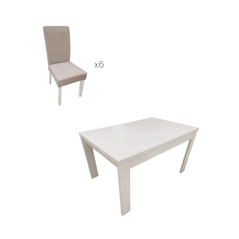 PACK Mesa de Sala de Jantar Extensível Kit + 6 Cadeiras - Mesas de Sala