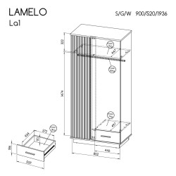 Roupeiro 2P+1G Lamelo - Roupeiros de Bater