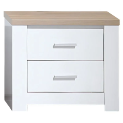 Mesa de Cabeceira Florença Branco/Carvalho – 2 Gavetas