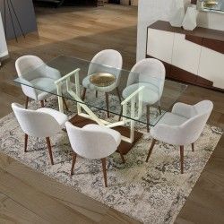 Mesa de Jantar Pé Central e Tampo de Vidro Sintra - Mesas de Sala