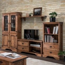 Rustic TV cabinet with wax finish 045082 - Estantes
