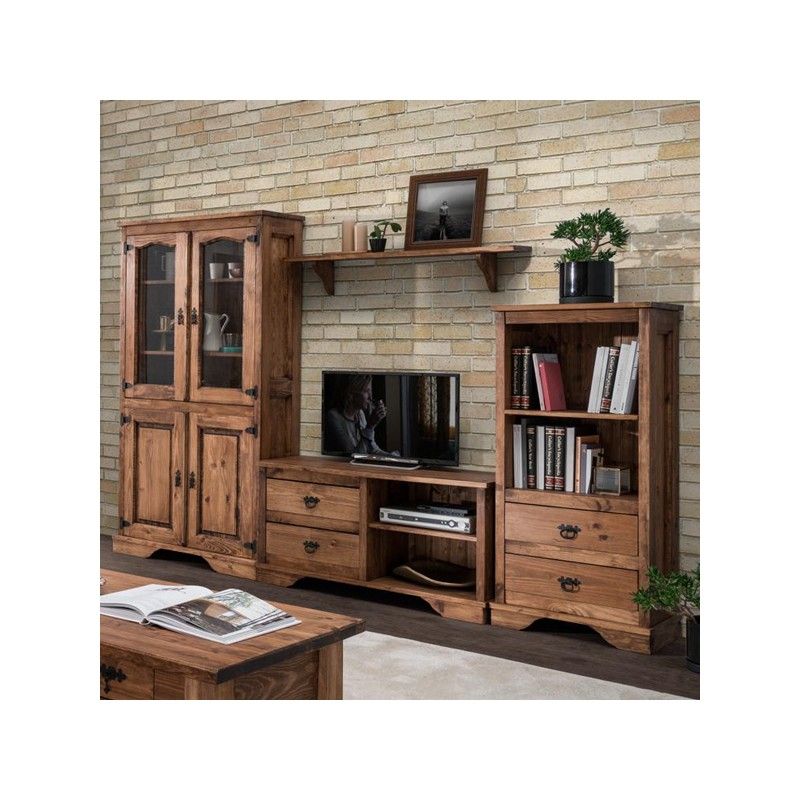 Rustic TV cabinet with wax finish 045082 - Estantes