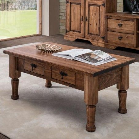 Coffee Table Rustic Wax Finish 045075 - Mesas de Centro