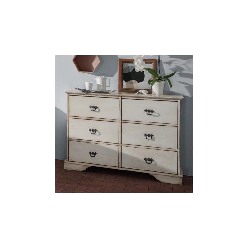 Rustic Chest of Drawers Old White 095032 - Cómodas