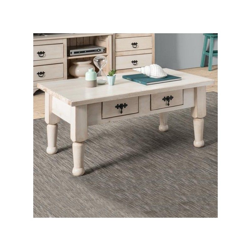 Old White Rustic Coffee Table 095075